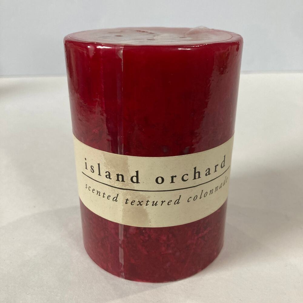 UNBURNED Pier 1 Imports Island Orchard Red Candle 3" x 4"